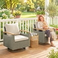 thumbnail image 2 of Outsunny PE Rattan Patio Outdoor Swivel Chairs Set of 2, Cream White, 2 of 10