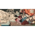 thumbnail image 2 of Tsukioka Yoshitoshi 18x11 Gold Ornate Wood Frame and Double Matted Museum Art Print Titled - A New Selection of Strange Events; Taira No Kiyomori Seeing Skulls in the Snowy Garden (1882), 2 of 4