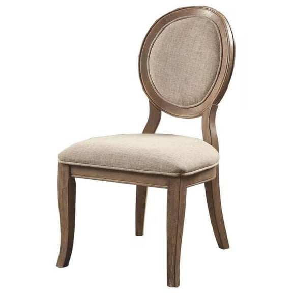 Newboti Furniture Transitional Rustic Oak and Beige Side Chairs Set of 2 Chairs Dining Room Furniture Padded fabric seat Elegant Kitchen Dining Room 09928