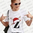 thumbnail image 1 of Camiseta navideña a juego para la familia, ropa de mujer a la moda, 26 letras del alfabeto, camisetas gráficas estampadas, ropa de calle, camisetas de manga corta, 1 of 5