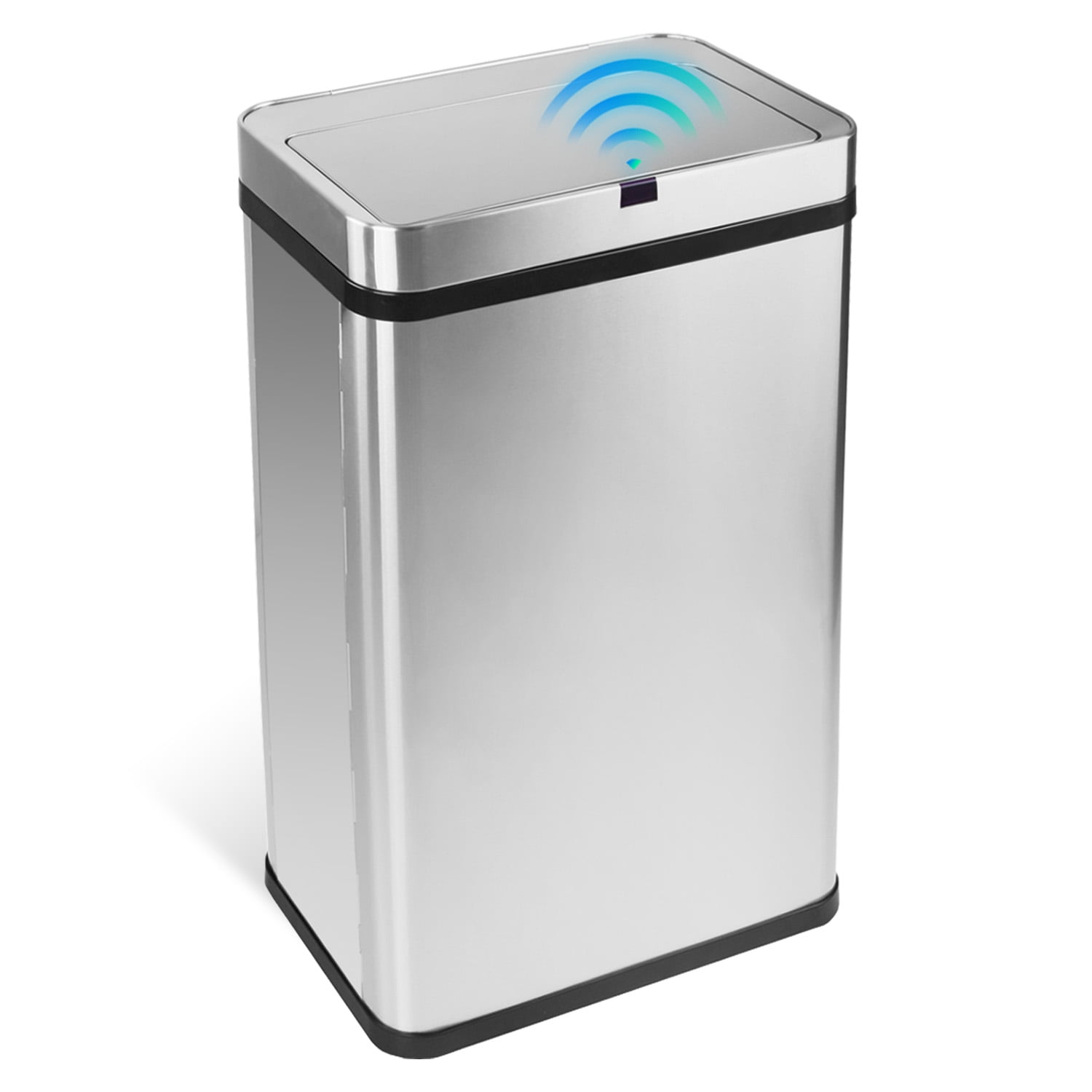 Innovaze 16 Gallon Stainless Steel Motion Sensor Trash Can with Removable and Portable Design, Silver