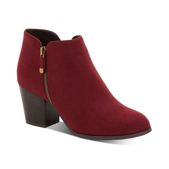Style Co Masrinaa Block-Heel Ankle Boot Wine Micro 10.5M