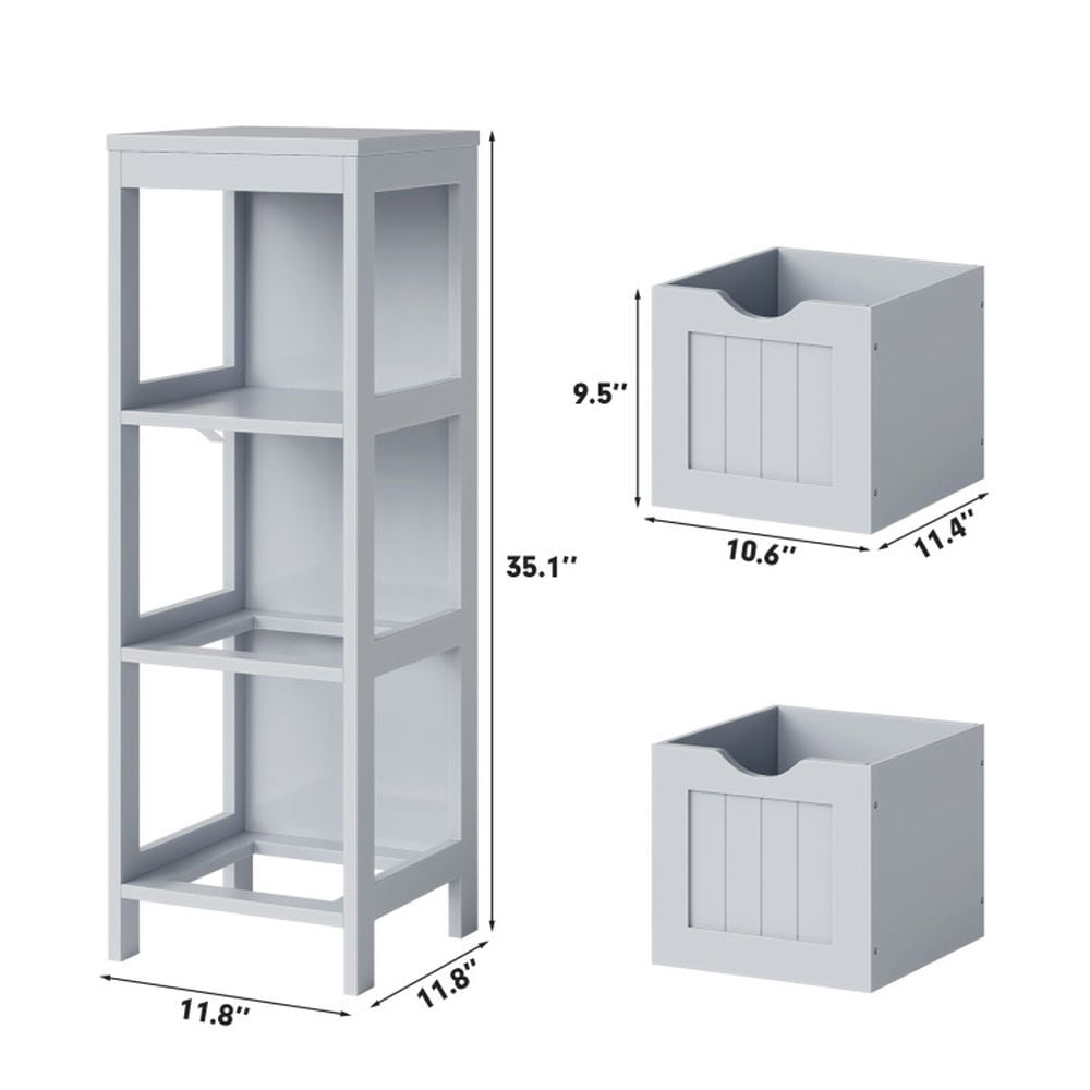 Finihen Bathroom Storage Cabinet, Bathroom Floor Cabinet, Bathroom Floor Storage Cabinet with 2 Drawers for Small Space, for Bathroom, Living Room, Bedroom, Kitchen, Gray Finihen Bathroom Storage Cabinet, Bathroom Floor Cabinet, Bathroom Floor Storage Cabinet with 2 Drawers for Small Space, for Bathroom, Living Room, Bedroom, Kitchen, Gray