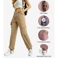 thumbnail image 2 of Women's High Waisted Cargo Pants Travel Y2K Streetwear Baggy Stretchy Pants with 6 Pockets Drawstring Ankle Cuffs, 2 of 9