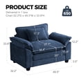thumbnail image 2 of WACASA Modern Accent Chair and a Half, 49.5'' W Oversized Chairs in Living Room, Chenille Comfy Reading Chair, Armchair with Wide Armrests, Blue, 2 of 10