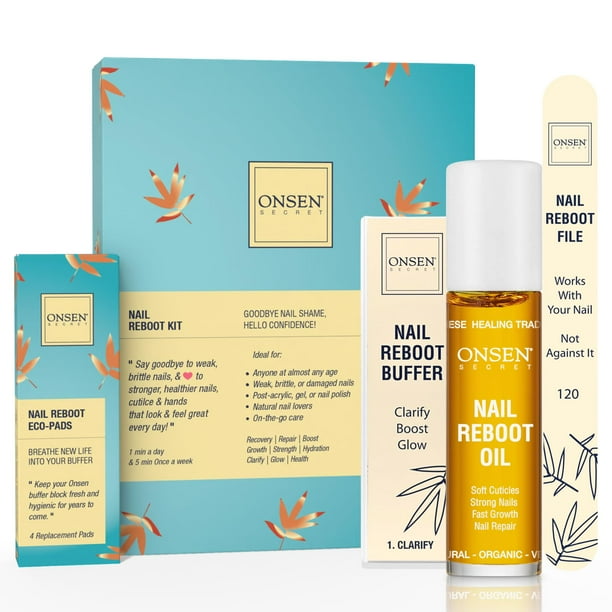 Kit de cuidado de uñas Onsen Secret Japanese con aceite para el cuidado de las cutículas