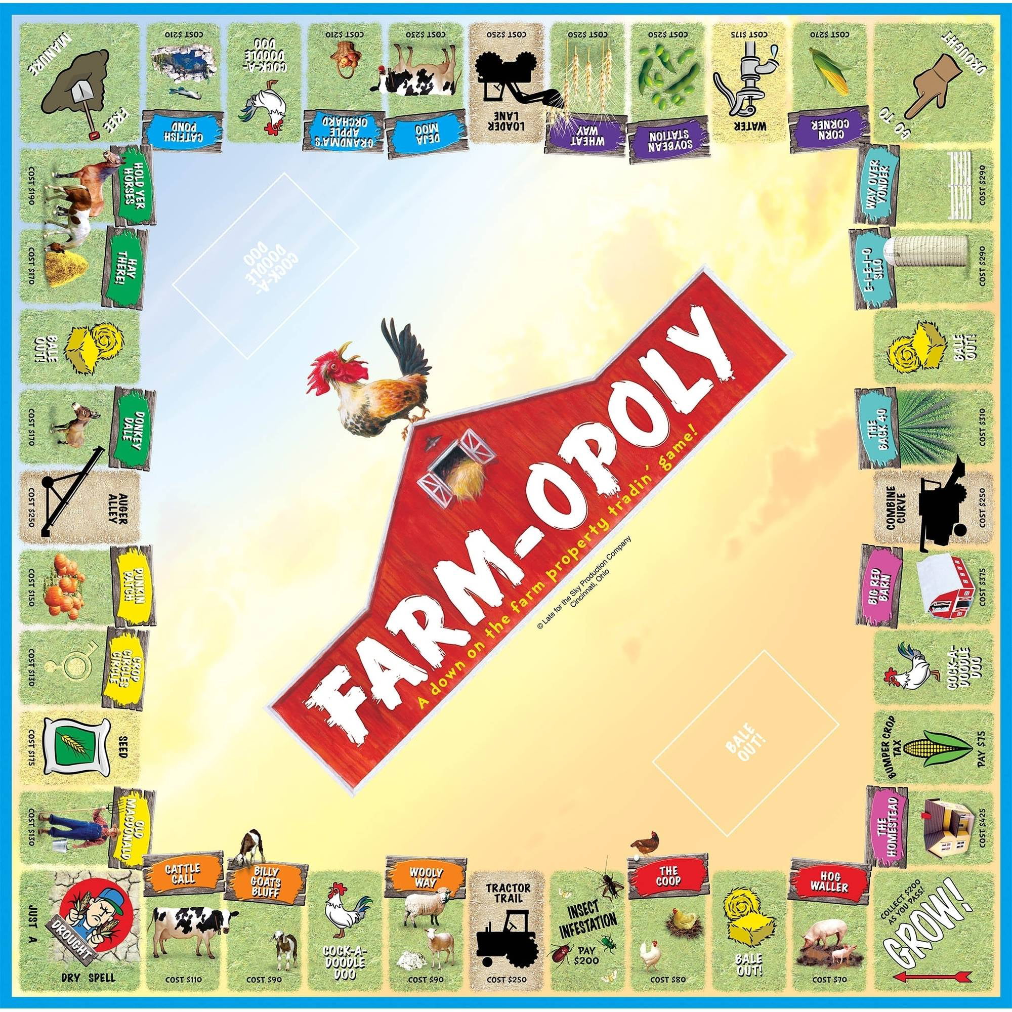 Monopoly style "FARM-OPOLY" Farmopoly Board Game.