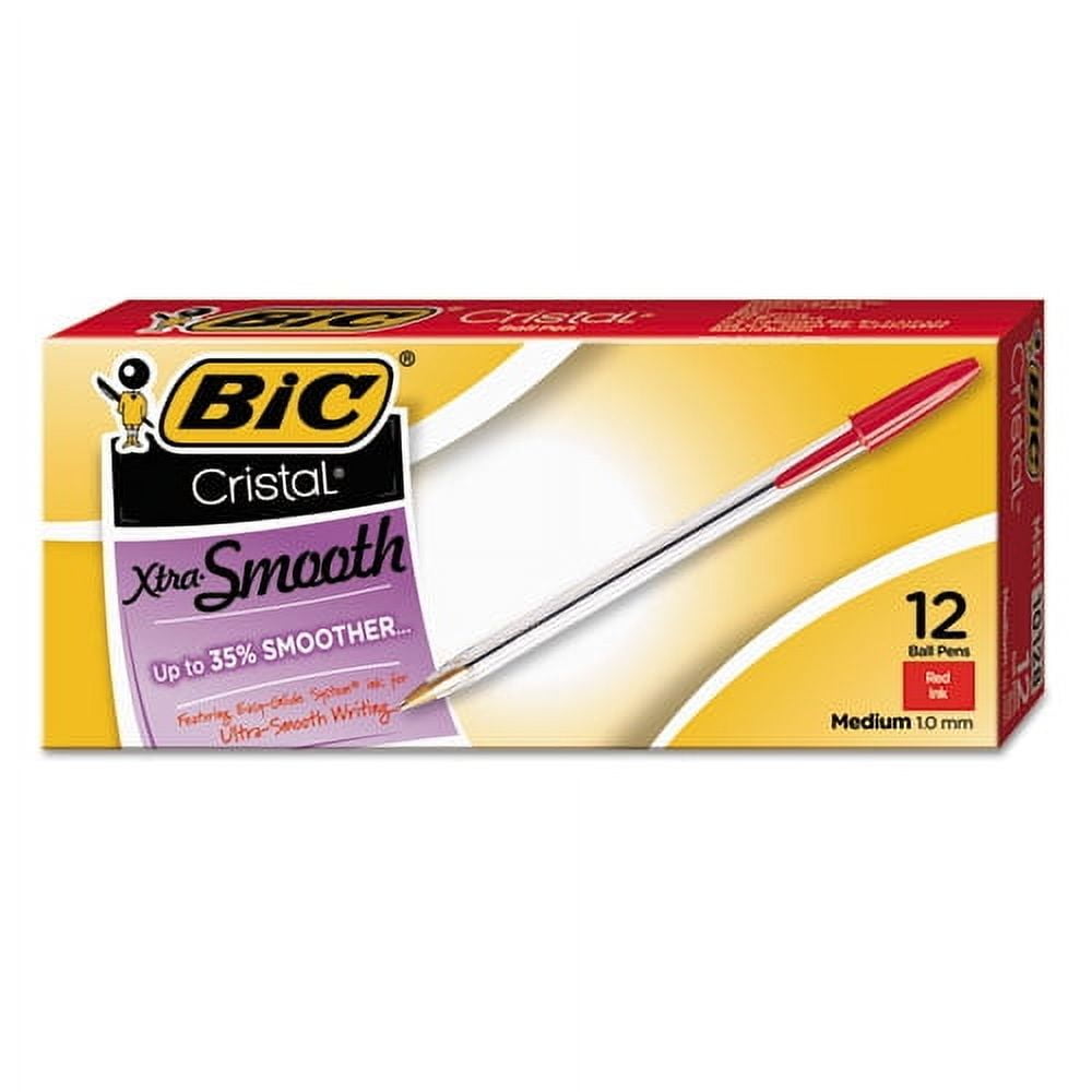 Cristal Xtra Smooth Ballpoint Pen, Stick, Medium 1 Mm, Red Ink, Clear Barrel, Dozen | Bundle of 5 Dozen