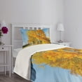 thumbnail image 3 of Ambesonne Fall Quilted Bedspread Set 2 Pcs, Maple Trees Countryside, Twin Size, Pale Blue Yellow Green, 3 of 5