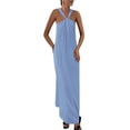thumbnail image 1 of Vestido de verano PRETTYGARDEN 2025 para mujer sin mangas maxi azul, 1 of 8