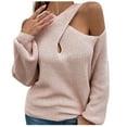 thumbnail image 2 of BVOFAR Cold Shoulder for Women Loose Crossed V- Neck Knitted Pullover Trendy Lantern Long Sleeve Solid Color Tops Fall Casual Clothes, 2 of 5
