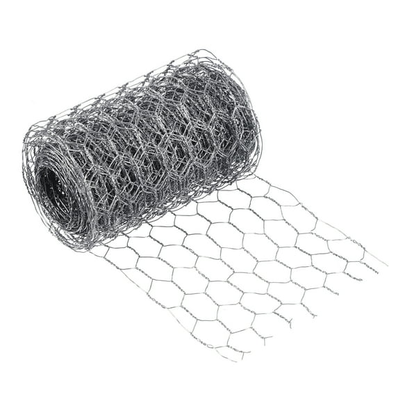 Unique Bargains 197' x 4' Chicken Wire Net Floral Wire Netting Hexagonal Mesh Galvanized Iron, Silver Tone