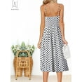 thumbnail image 4 of Gustave Women's Sleeveless Polka Dot Dresses Summer Bohemian Sundresses Spaghetti Strap Button Down V Neck Midi Dress "White, XL", 4 of 10