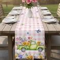 thumbnail image 4 of Watercolor Floral Truck Table Runner - 108 Inch Long Spring Garden Butterflies Pink Plaid Cotton and Linen Blended Dress Scarves Farmhouse Table Runner for Kitchen Dining, Coffee Table, 13" x 108", 4 of 8