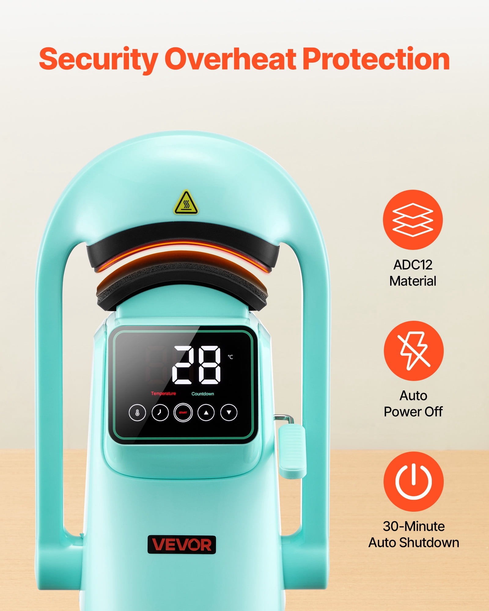 VEVOR Auto Hat Heat Press Machine, with 2pcs Interchangeable Platens, Automatic Open and Release, Touchscreen for Precise Time and Temperature Control, Heat Transfer Printing for Caps, Hats, Green