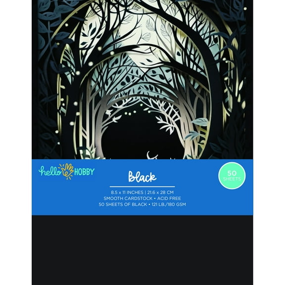 Cardstock Pack - 8.5 x 11 - Smooth - Black - 50 Pack