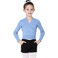 thumbnail image 2 of mgoYE Girl's Dance Wrap Sweater Ballet Top Warm up for Leotards, Dress(Blue,120), 2 of 8