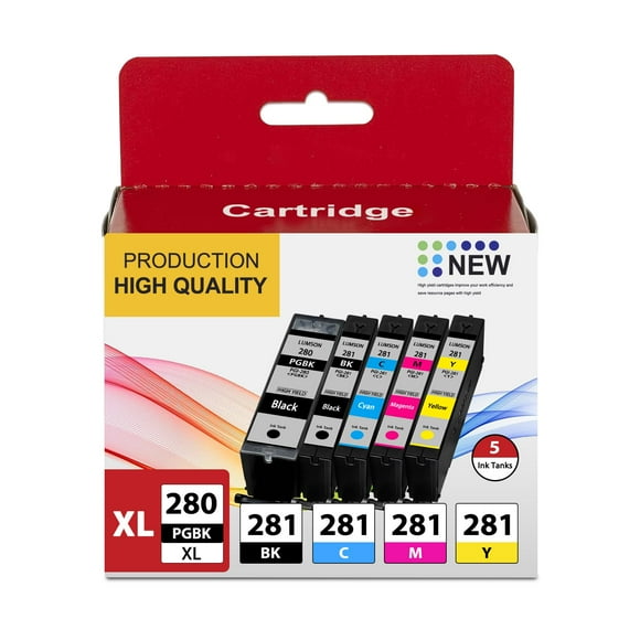PGI-280XL/CLI-281XL Compatible Ink Cartridge Replacement for Canon Ink 280 and 281 Cartridge PIXMA TR7520 TR8520 TR8500 TR8600 TR8620 TS6120 TS6220 TS