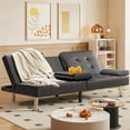 thumbnail image 2 of VICTONE Futon Sofa Bed Modern Faux Leather Couch Bed Convertible Folding Recliner for Living Room with 2 Cup Holders and Armrest (Grey), 2 of 17