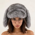thumbnail image 4 of Sombrero de orejas de conejo cálido de invierno para hombres y mujeres - Gorra de solapa de forro polar sintético para el frío, actividades al aire libre y regalos, 4 of 5