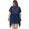 thumbnail image 4 of Unique Bargains Women Plus Size Cardigan Lace Crochet Short Sleeves Sheer Cover Up 2X Royal Blue, 4 of 6