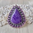thumbnail image 3 of Handcrafted Charoite And Amethyst Statement Ring. made In 925 Sterling Silver. Boho Ring, Two Stone Ring, Boho Jewelry, Gift For Her,....., 3 of 3