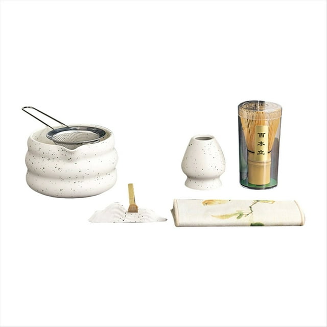 Juego de 7 Batidores de Té Matcha, Juego de Té JaponéS para Ceremonias, Cepillo de Bambú, Cuenco de CeráMica, Licuadora de Matcha, Exquisito Juego de Té.