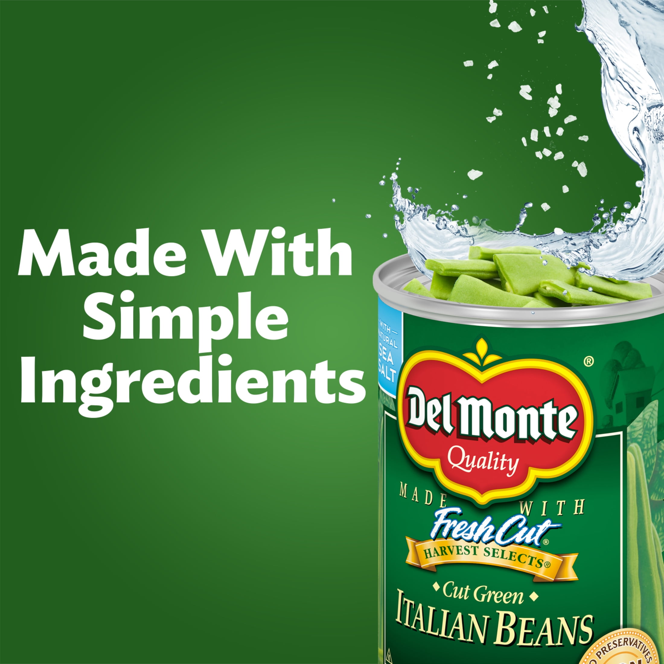 (12 pack) Del Monte Italian Beans, Canned Vegetables, 14.5 oz Can