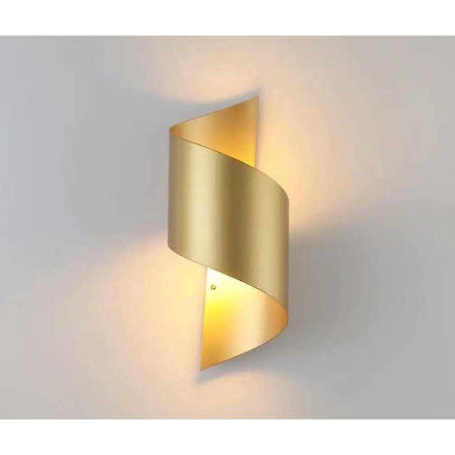 Lámpara de pared LED para mesita de noche, nueva ingeniería china, pasillo de hotel, escalera, sala de estar, fondo, (luz blanca cálida dorada en forma de C)