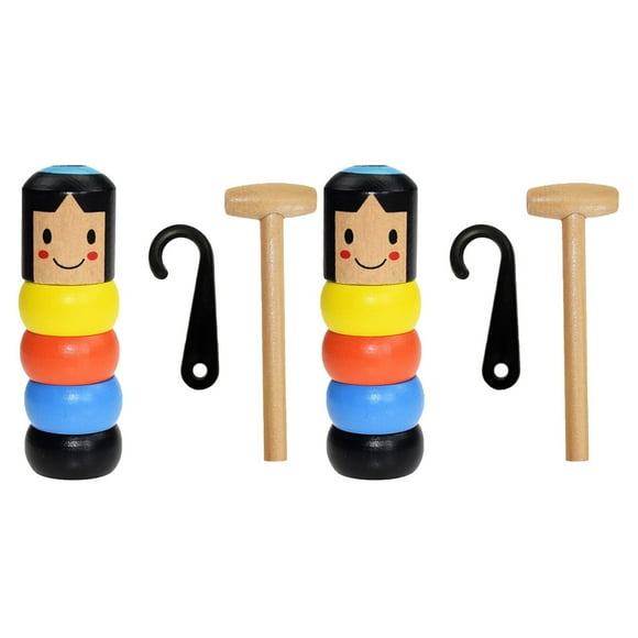 2 sets Pequeña muñeca de marionetas de muñecas de madera juguete infantil infantil asamblea de títeres juguetes