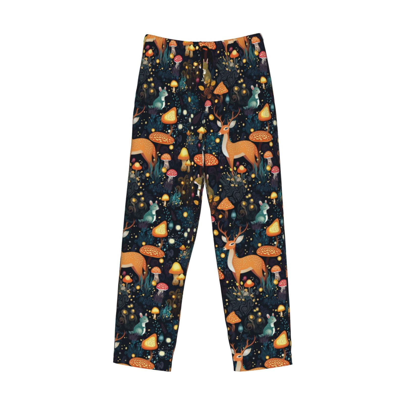 Vsdgher Forest Elf Print Mens Pajama Pants Sleep & Lounge Pants, PJ Bottoms With elastic waistb and Pockets