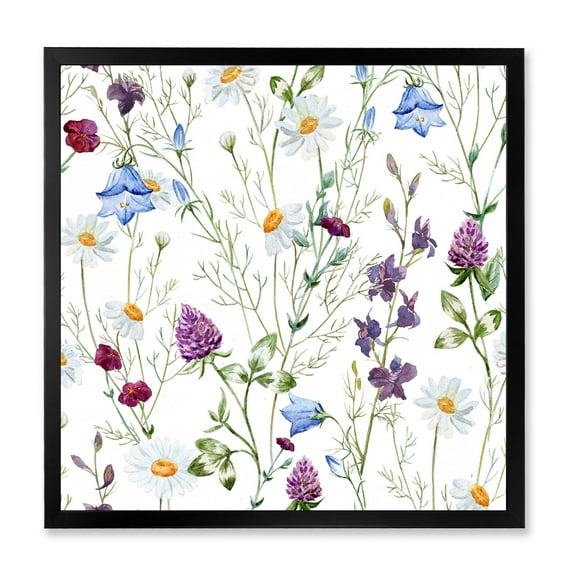Designart 'Wildflowers Clover Bell and Chamomile I' Traditional Framed Art Print