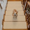 thumbnail image 2 of Beige Khaki Solid Non-Slip Stair Treads for Wooden Steps, 4 Pack 8x30 Inches Carpet Stair Mats with Adhesive Backing, Noise-Reducing Step Covers for Indoor Stairs, Easy to Install & Residue-Free, 2 of 9
