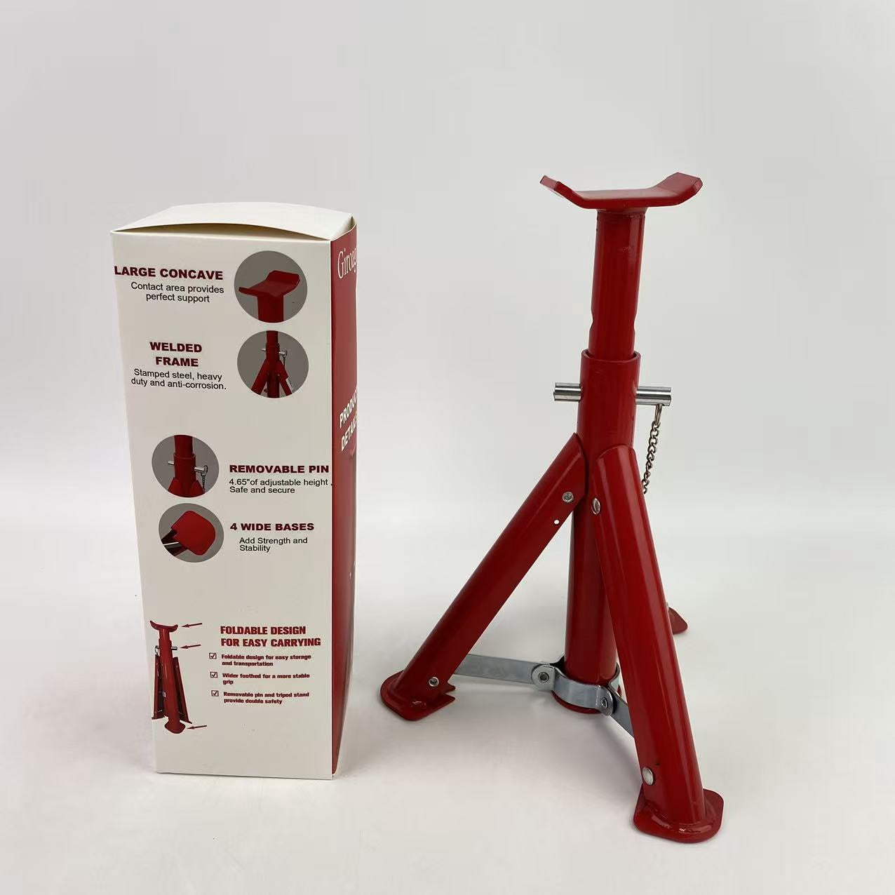 Giroago 3 Ton Heavy Duty Jack Stands - Foldable Car Jack Stand for Trucks, SUV, Pickup & UTV/ATV, 6,600LBs Capacity, Adjustable Red Safety Stands with Locking Pin