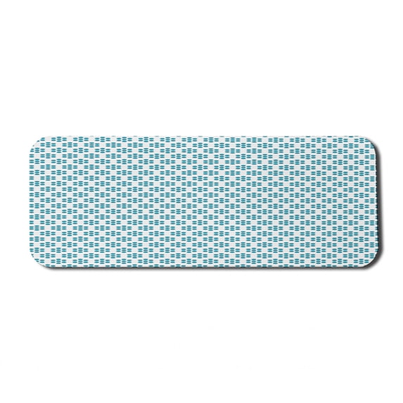 Abstract Computer Mouse Pad, Little Geometric Circles Forming Flowers Shapes Round Modern Design, Rectangle Non-Slip Rubber Mousepad Large, 31" x 12" Gaming Size, Teal White, by Ambesonne