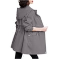 thumbnail image 3 of Ohufall Womens Jacket Windproof Hooded Long Sleeve Zip Front Jacket Adjustable Waist Multi Cargo Pocket Fashion Coat, 3 of 4
