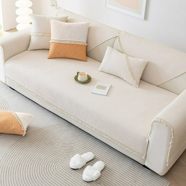 Sofa Cushion Cover Slipcover Non-Slip 90x210cm Polyester Spandex Stretch Washable Durable Protection for Living Room Sofas and Couches Hzhnb | 95% Polyester,5% Spandex, Beige