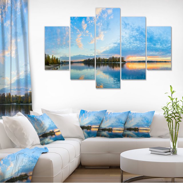 Exotic Sunrise on River Autumn - Oversized Beach Canvas Artwork