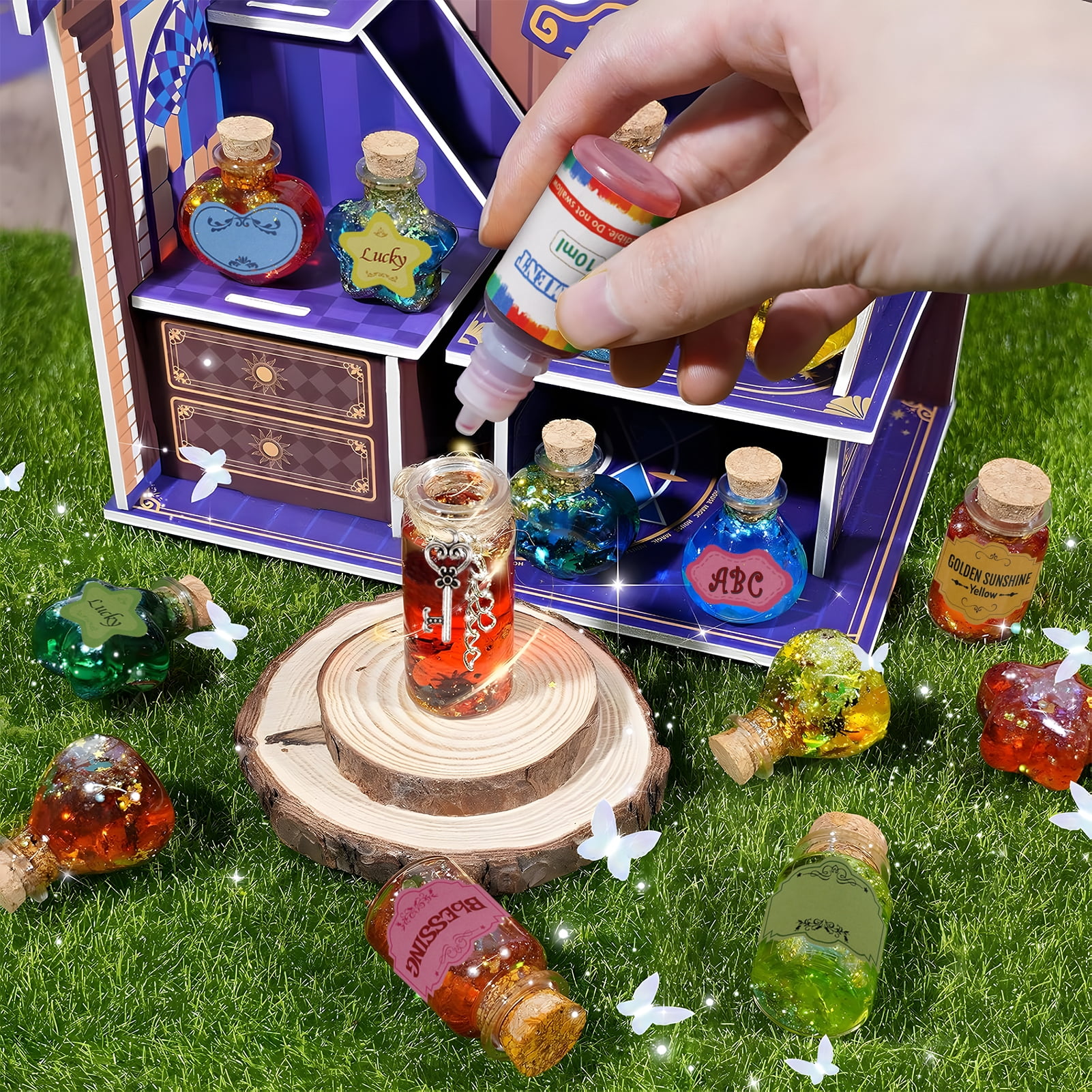 KiddiTouch Fairy Potion Kit with DIY Magical House, 30 Bottles Magic Potions Making Kits for Kids, Creative Toy Birthday Gift for Girls and Boys Age 6 7 8 9 10 11 12 Years