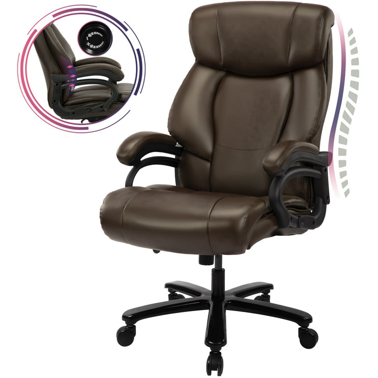 350lb Heavy Duty office chair executive Memory Foam Bonded leather computer  desk