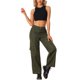 thumbnail image 2 of Pantalones cargo de mujer Daring Diva de tiro medio, anchos y holgados, estilo Y2K, casuales con bolsillos en verde ejército, 2 of 6