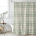 thumbnail image 4 of Buffalo Plaid Bathroom Shower Curtains with 12 Hooks Polyester Waterproof Shower Curtain for Stalls and Bathtubs Sage Green Olive Farmhouse Gingham Striped Decorative Bathroom Curtain 54x78 Inches, 4 of 9