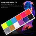 thumbnail image 4 of Face Body Paint, Fluorescent 12 Color Waterproof Professional Face Painting Palette Vibrant Colors  for Party for Festival Makeup, 4 of 7