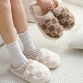 thumbnail image 5 of KAQ Unisex Checkered Plush Slippers - Warm, Fuzzy & Slip - on. Ideal for Indoor Wear, Perfect as Bedroom Shoes, 5 of 15