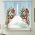thumbnail image 2 of Christmas Cardinal Swag Valances for Windows, Kitchen Curtains 36 Inch Length 2 Panels Set, Winter Xmas Poinsettia Berry Sky Blue Short Curtains for Small Windows Rod Pocket Cafe Curtains 28"x36", 2 of 8