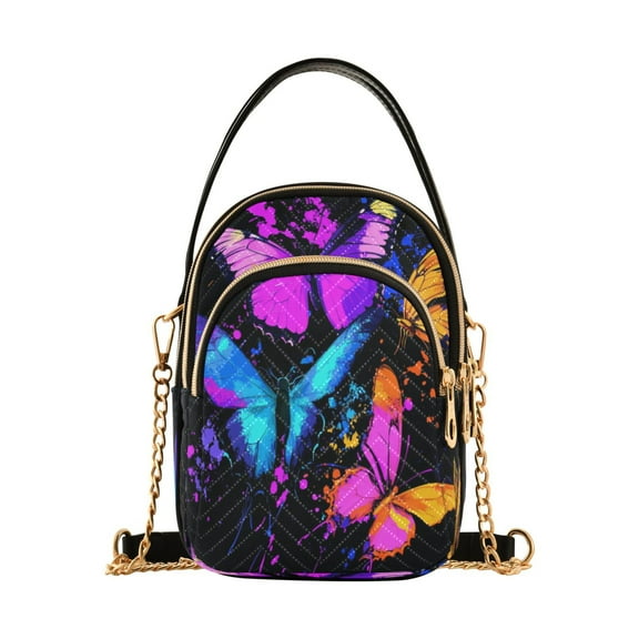 DIXRUYEE Cross Body Fashion Shoulder Waist Purse Bags Colorful Butterfly Symphony Pocket Handbags