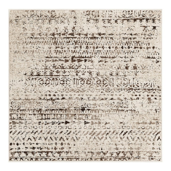 Unique Loom Hermitage Collection Area Rug - Pavilion (3' 3" Square Chocolate Brown/Beige)