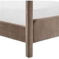 thumbnail image 3 of Bowery Hill Contemporary Taupe Velvet Upholstered Queen Canopy Bed, 3 of 11