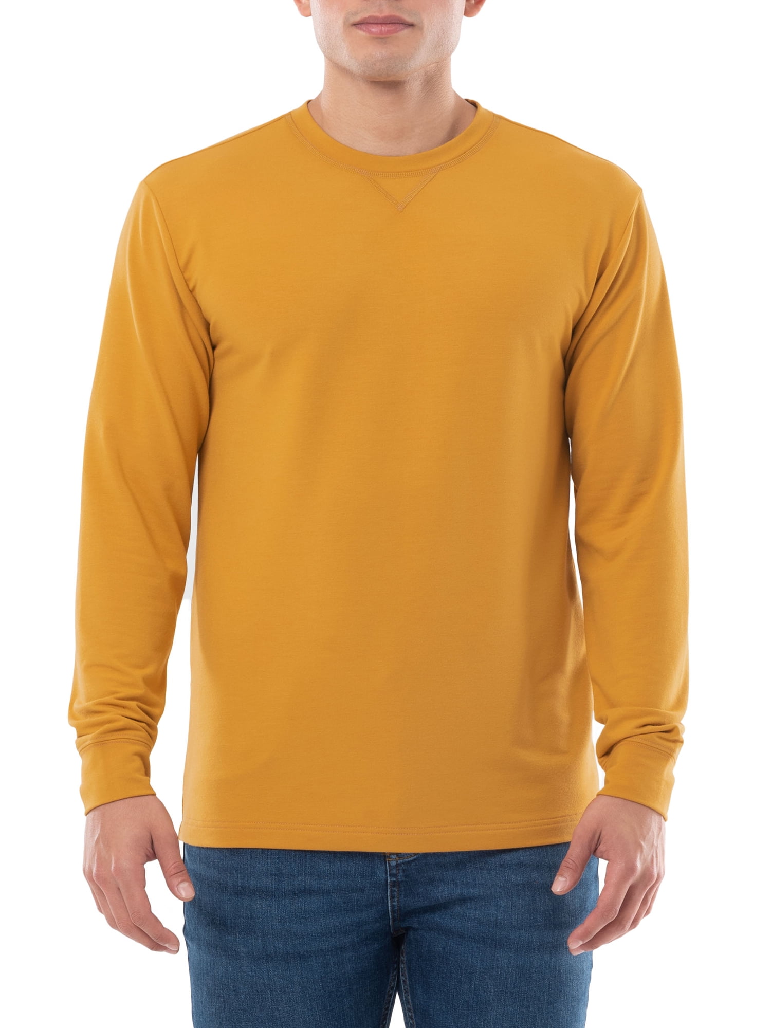 George Men's French Terry Long Sleeve Crew T-shirt, Sizes XS-5XL