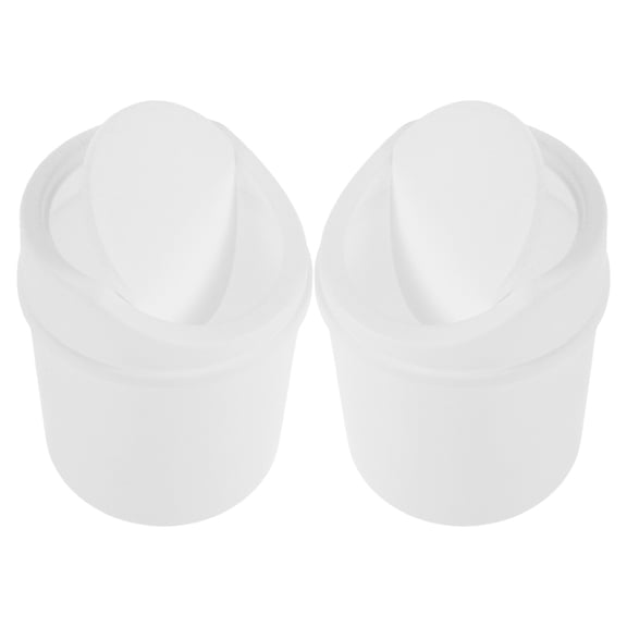 Mobestech 2-Pack White Plastic Kitchen Trash Can with Lid, Round Garbage Bin for Home and Office Storage